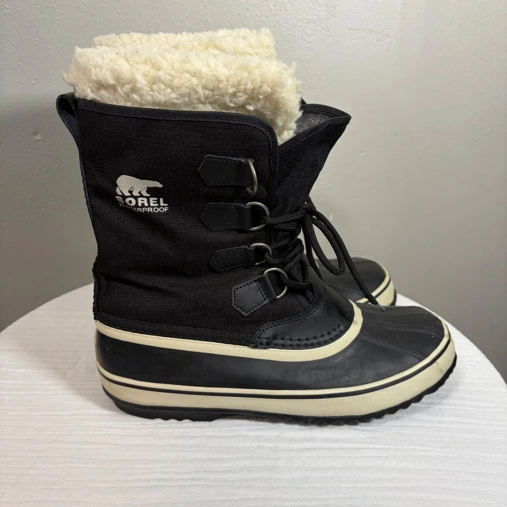 Sorel Winter Carnival Waterproof Boots Black NL1495-011 Womens 10